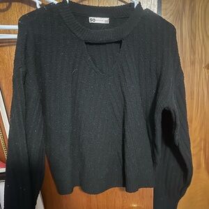 SO Women's V-Neck Black Sweater